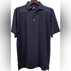 FJ FOOTJOY DARK NAVY PATTERN GOLF COLLARED POLO SHIRT
